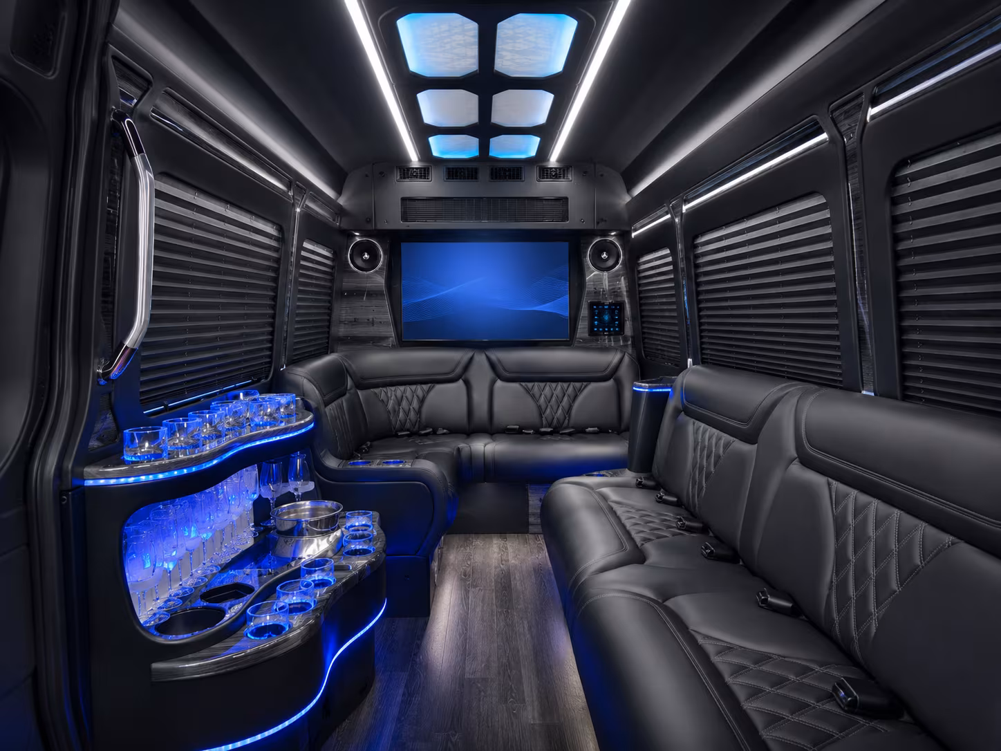new york city 40 passenger party bus inside