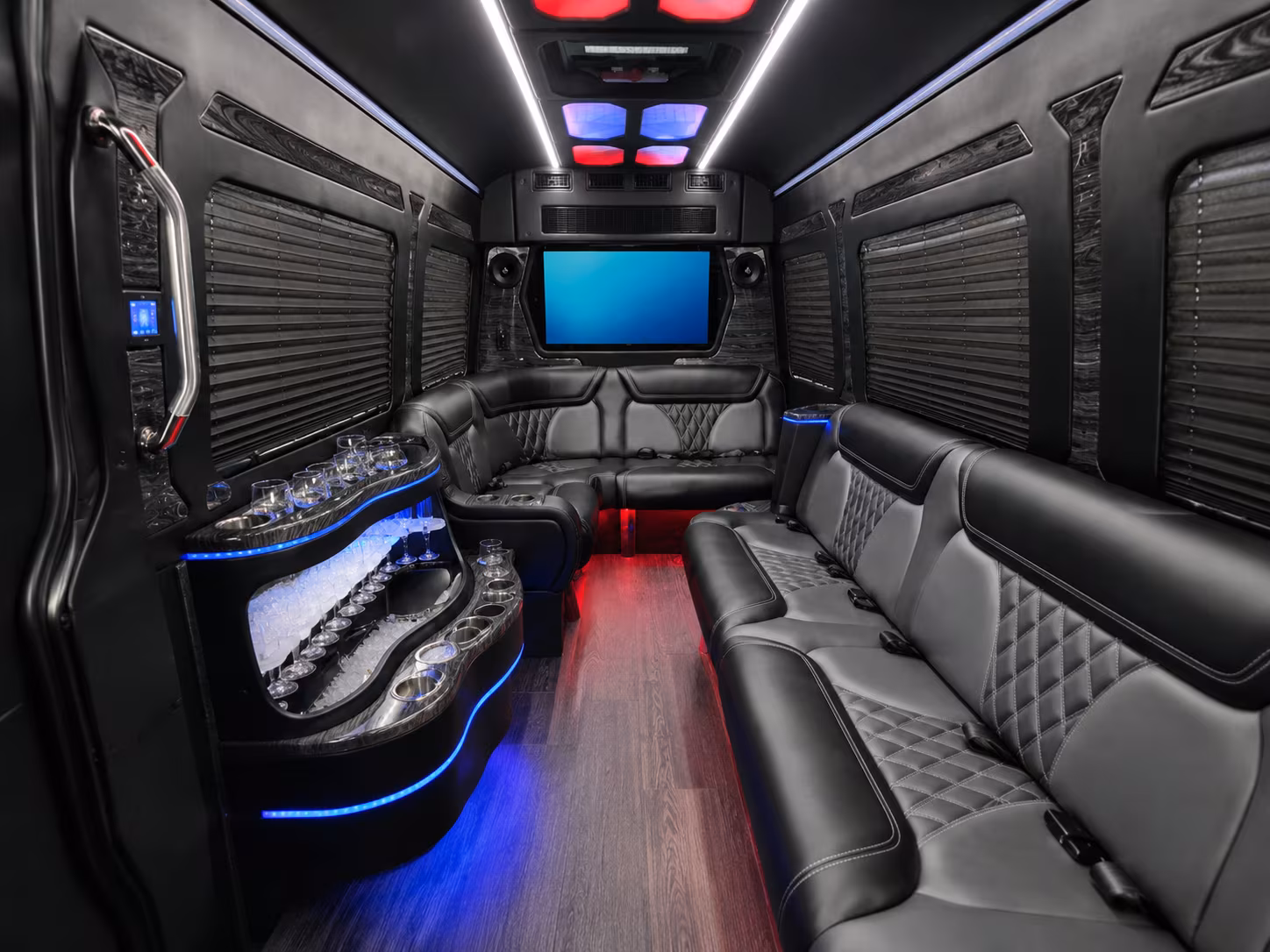 new york city 50 passenger party bus inside